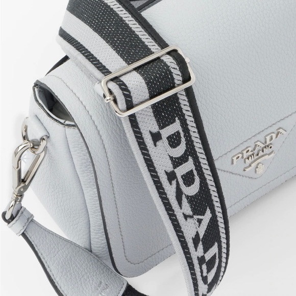 PRADA NEW WOMENS CROSSBODY HANDBAG BAG GENUINE LEATHER FLAP CORNFLOWER  MED - Picture 8 of 9